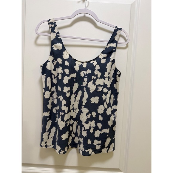 Calvin Klein Tops - Calvin Klein Women Blue White Abstract Floral Scoop Neck Tank Top Size 4 NEW